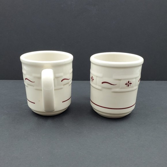 Longaberger Pottery Woven Traditions Paprika Red Coffee Mugs - Picture 4 of 8